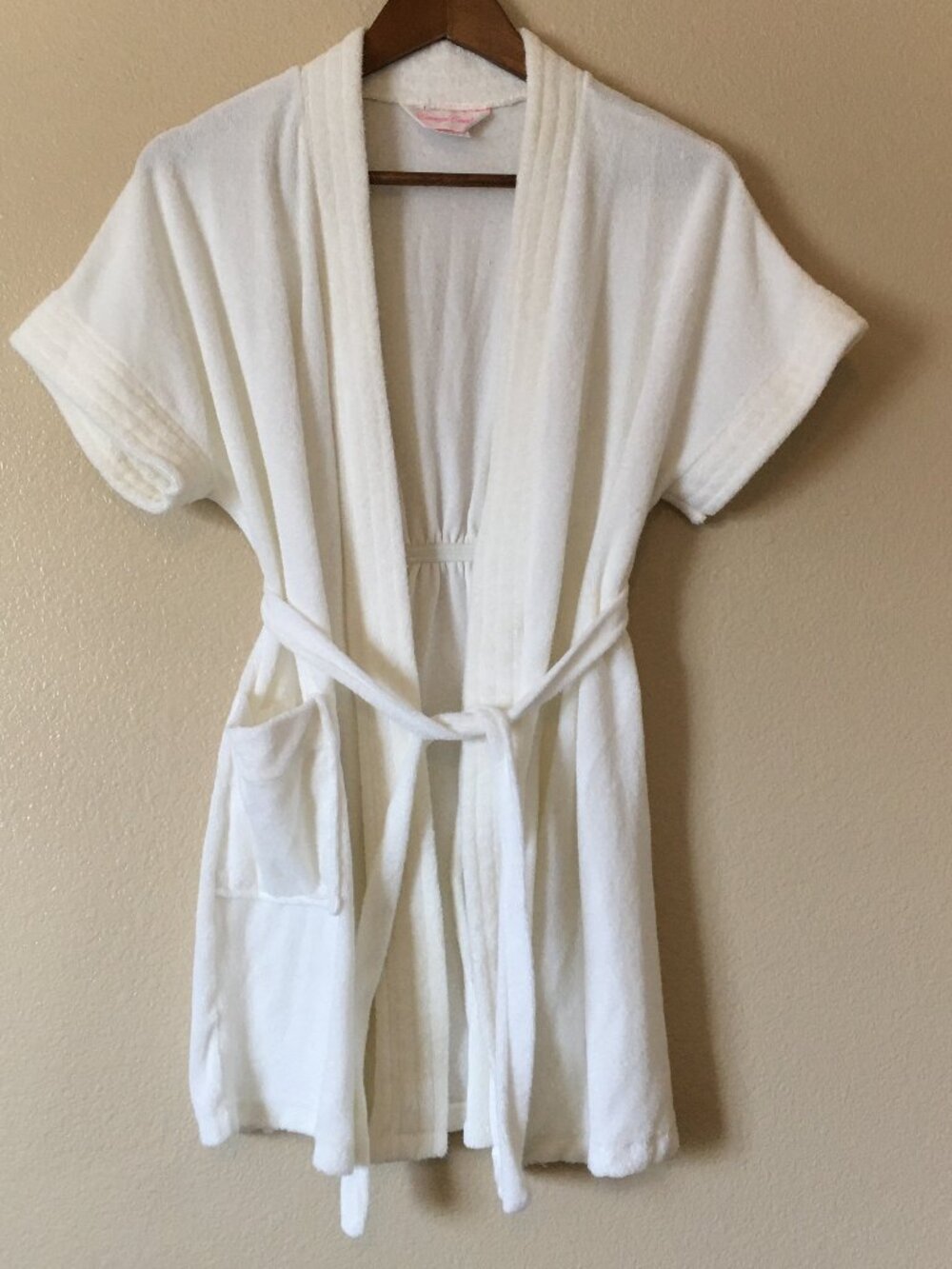 Vintage Terry Swim Suit Cover Up Off White S Beach Pool Tie Robe Carriage Court